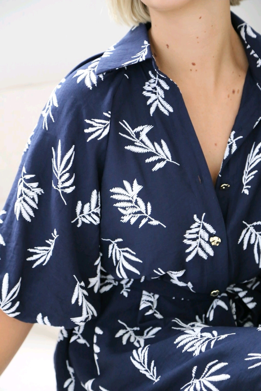 Salty Bright Ebony Navy Embroidered Dress