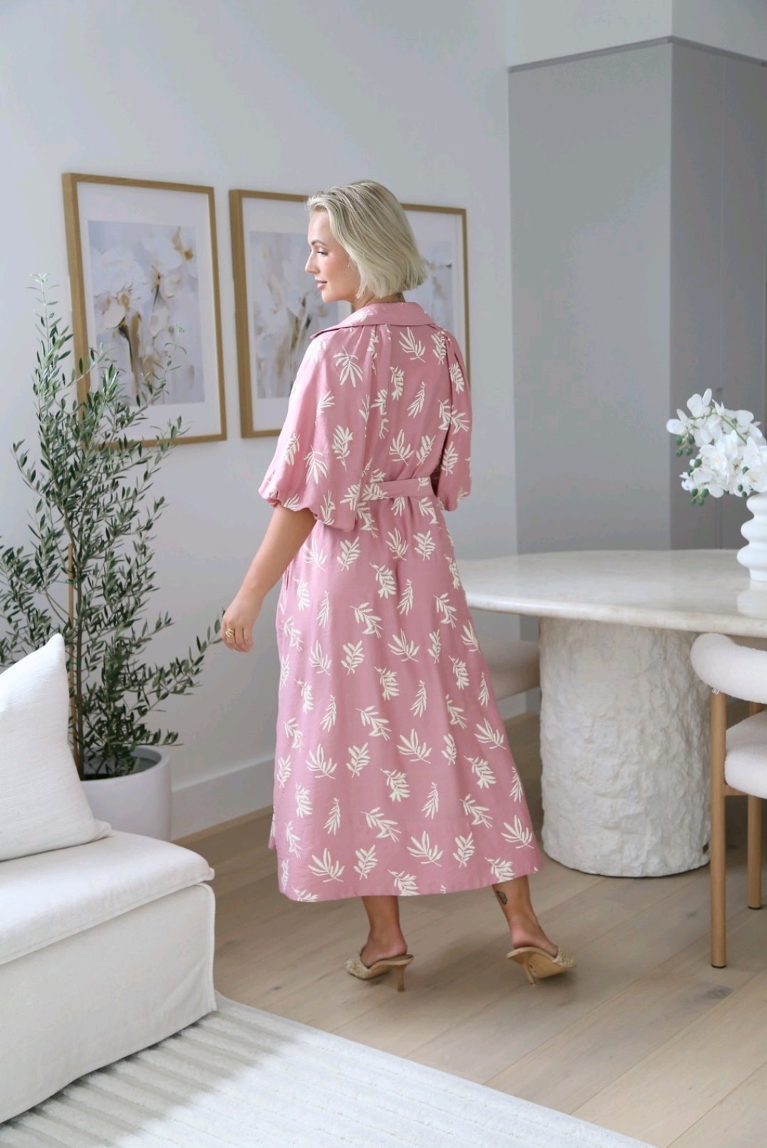 Salty Bright Ebony Pink Embroidered Dress