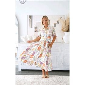 Salty Bright Cynthia Collared Maxi Dress