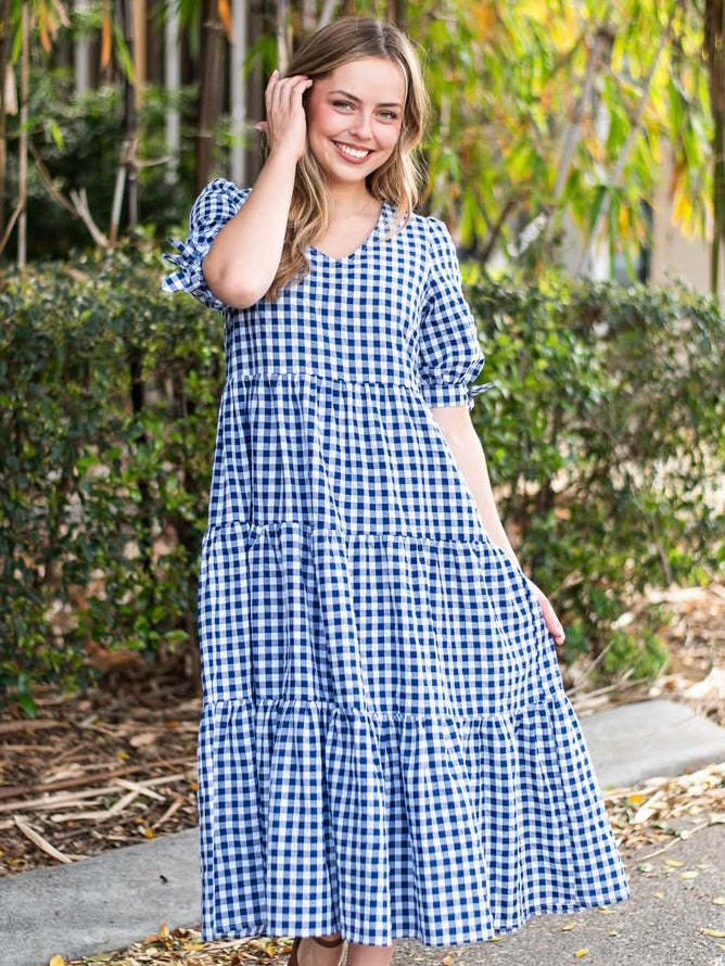 Josie Navy Gingham Dress