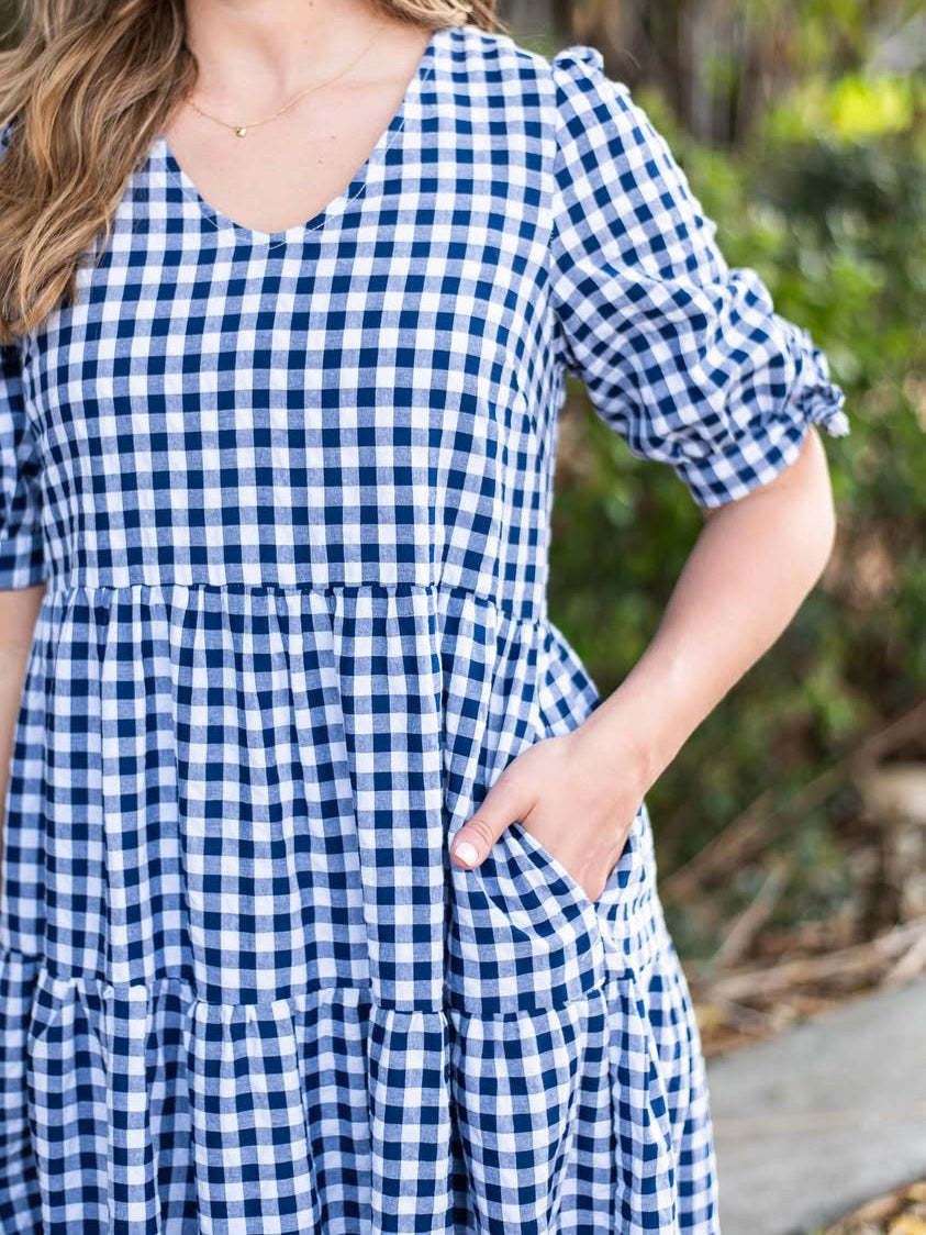 Josie Navy Gingham Dress
