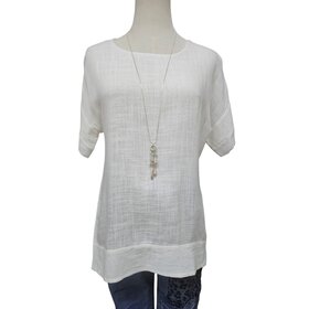 Indigo Designs Phoenix White Trim Detail Top