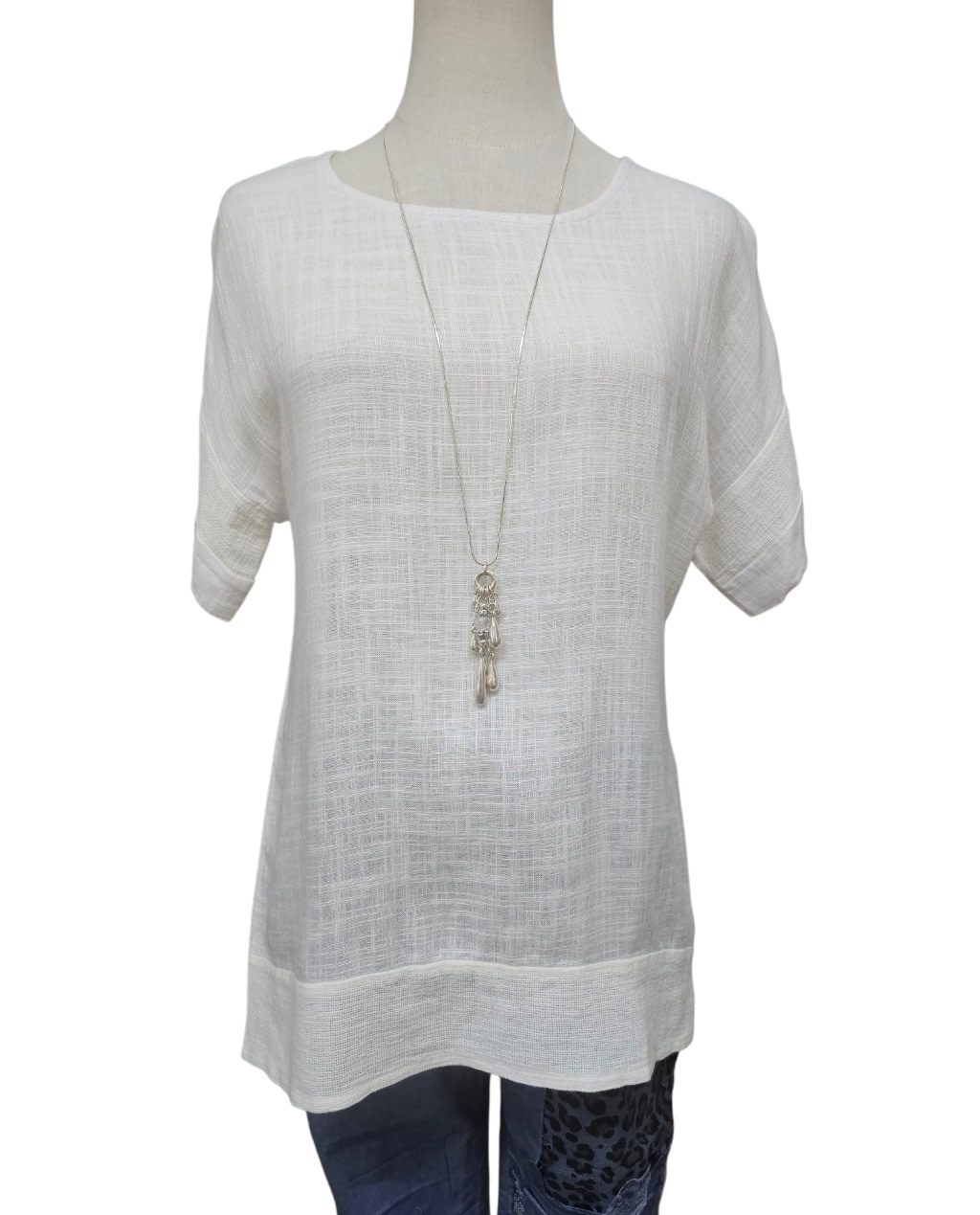 Indigo Designs Phoenix White Trim Detail Top