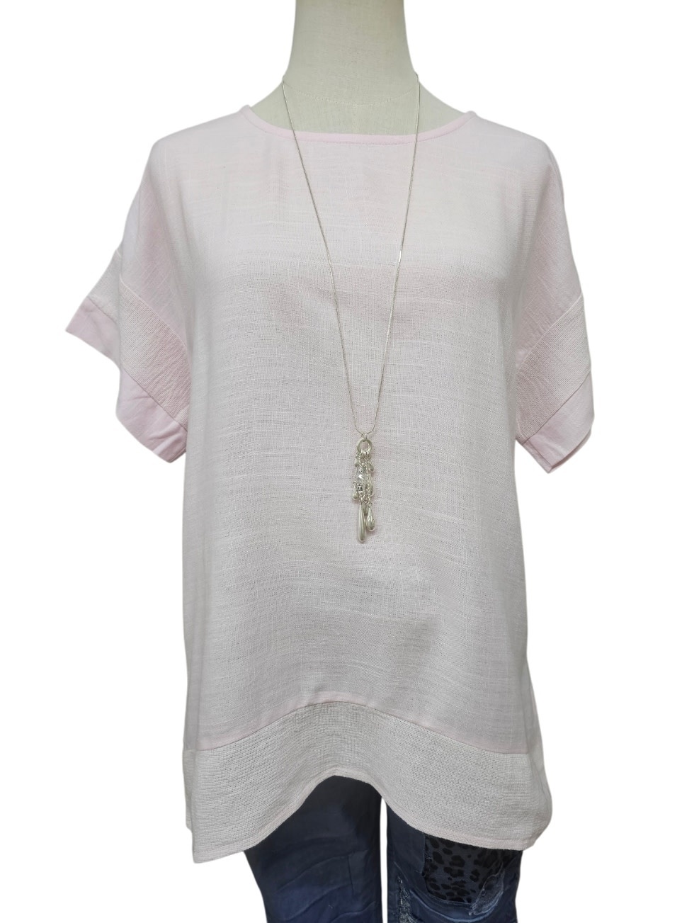 Indigo Designs Phoenix Pink Trim Detail Top