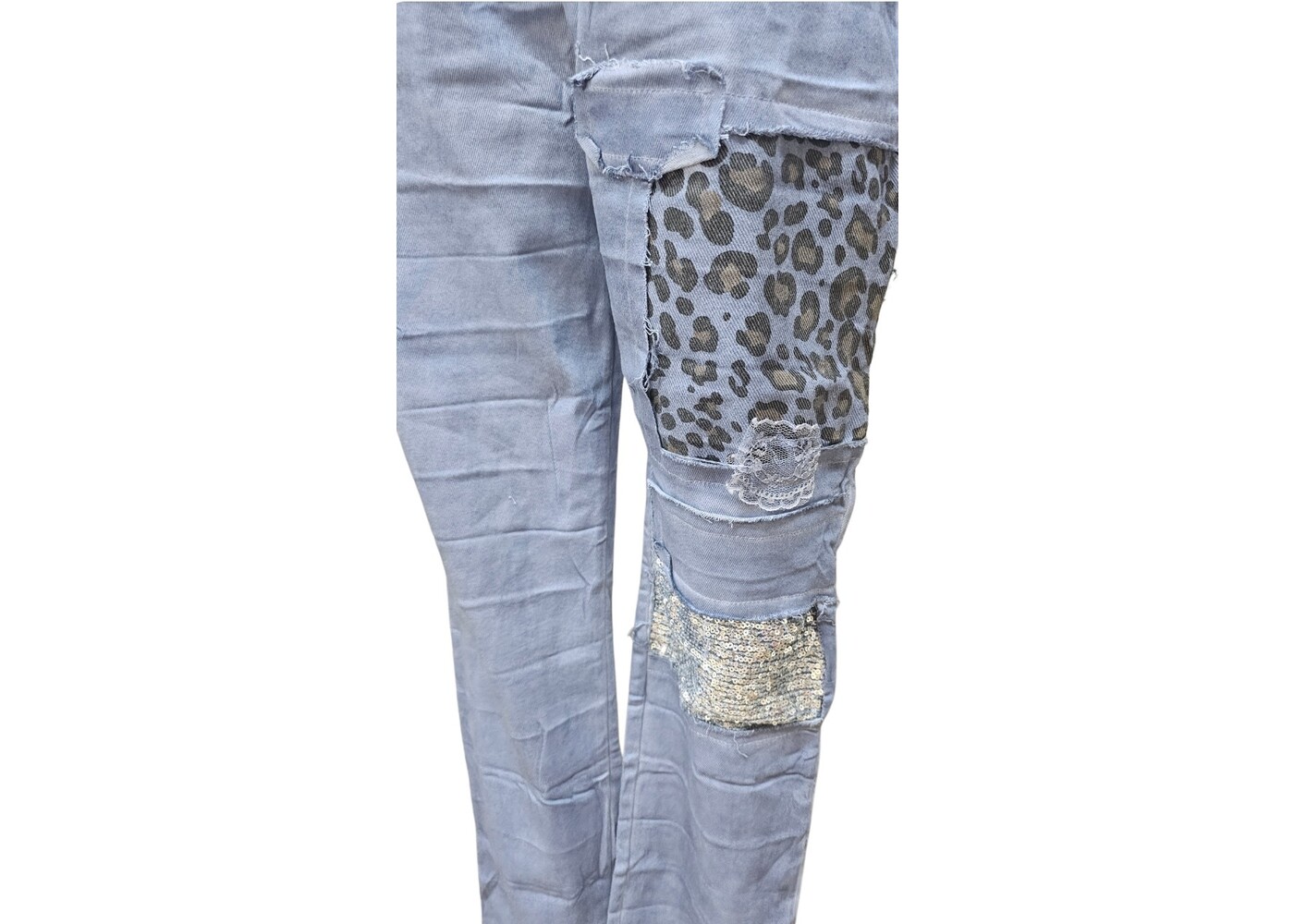 Indigo Designs Leopard Detail Denim Jeans