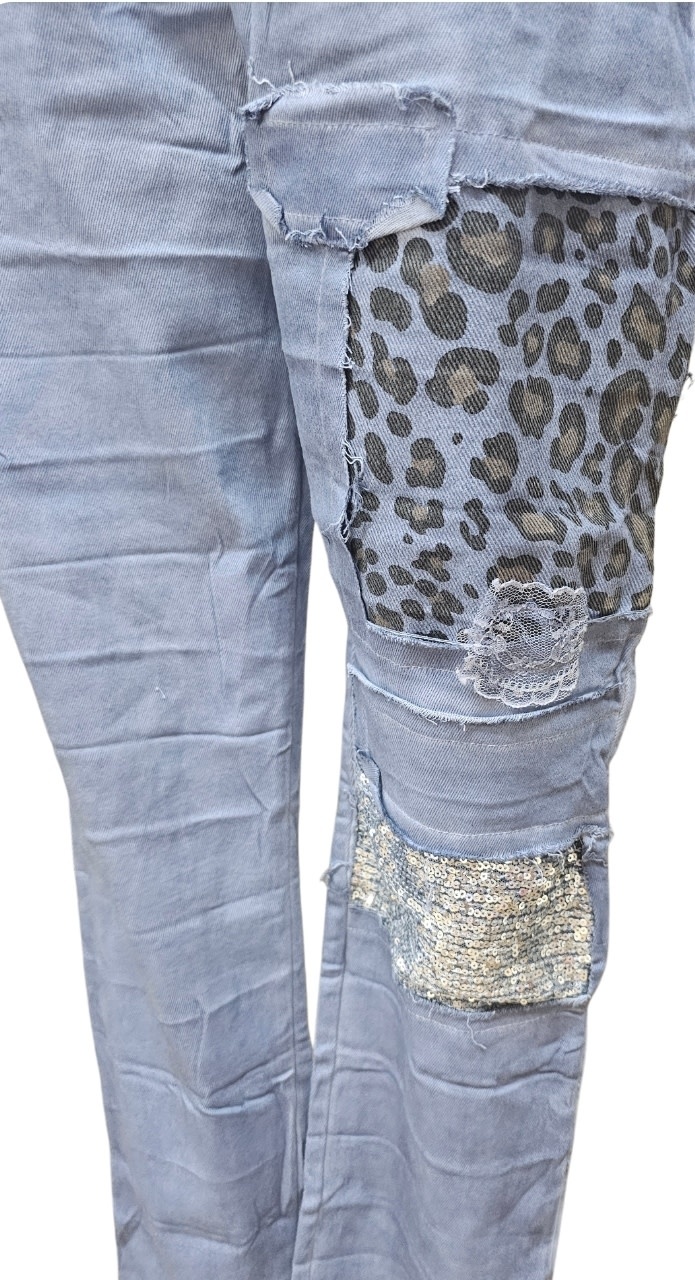 Indigo Designs Leopard Detail Denim Jeans