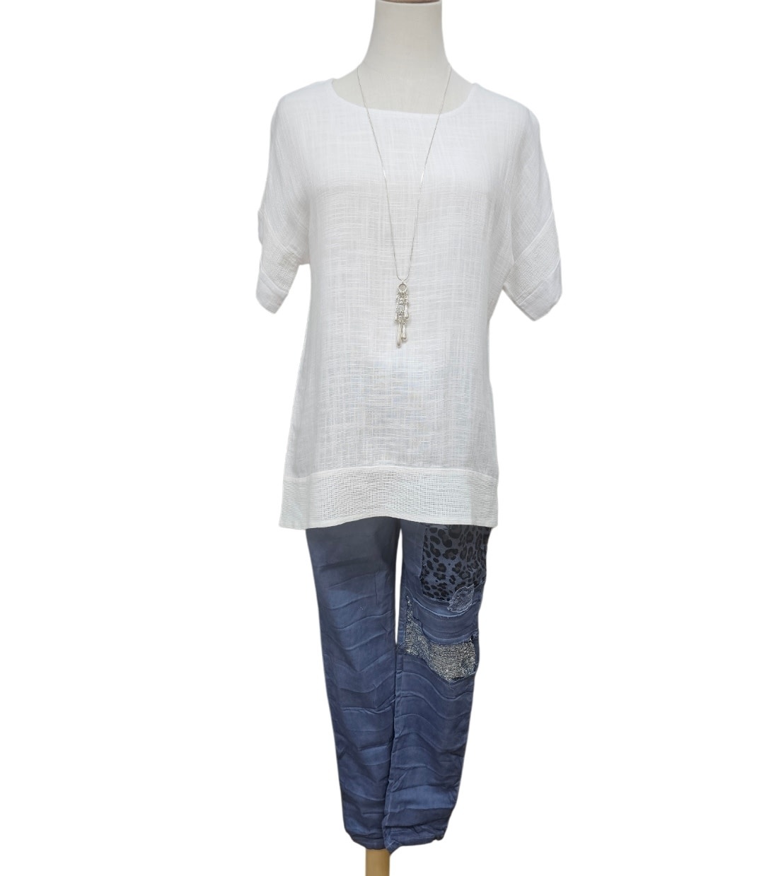 Indigo Designs Leopard Detail Denim Jeans