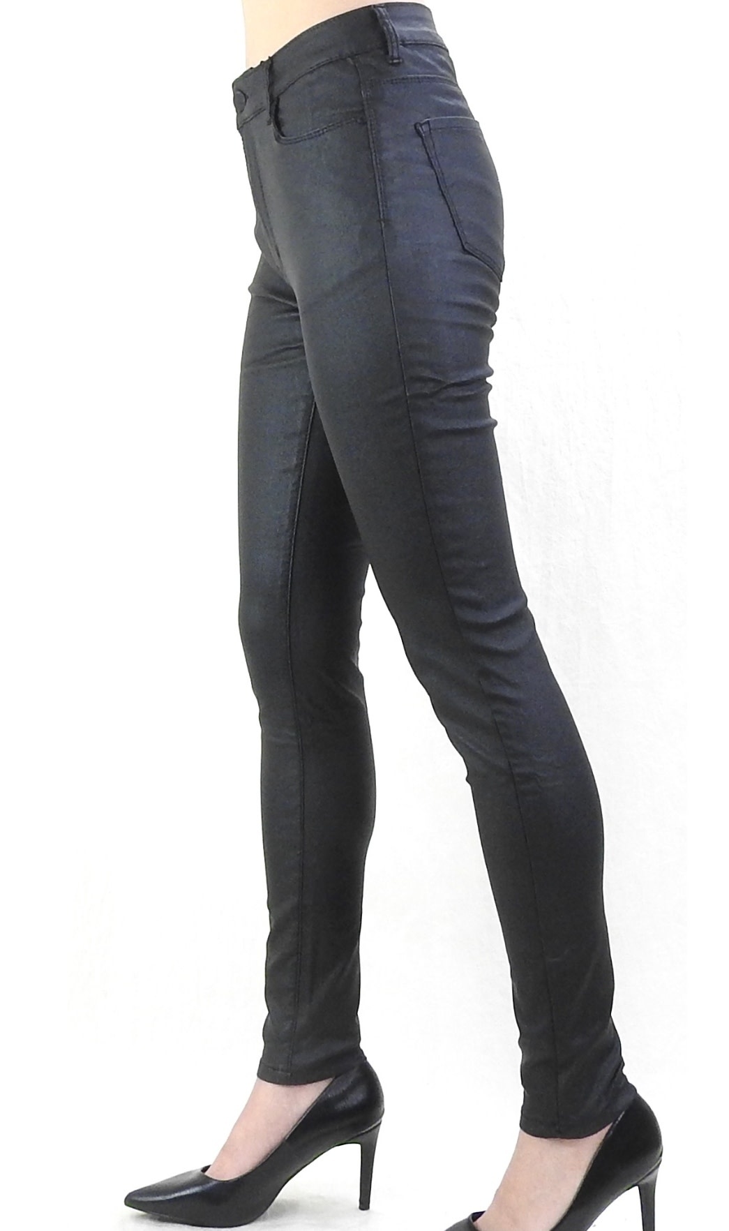 Janet Black Wet Look Skinny Pants