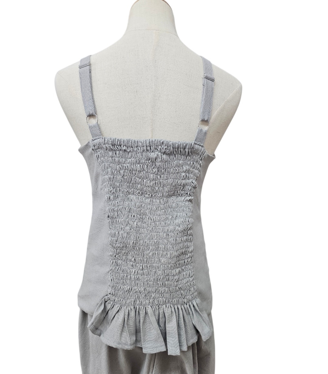 Savarna Tribe Fleu Grey Linen Top