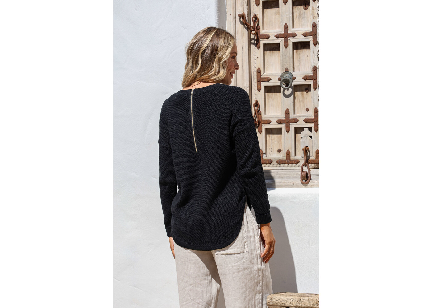 Silence & Noise I'm famous cotton zip back jumper