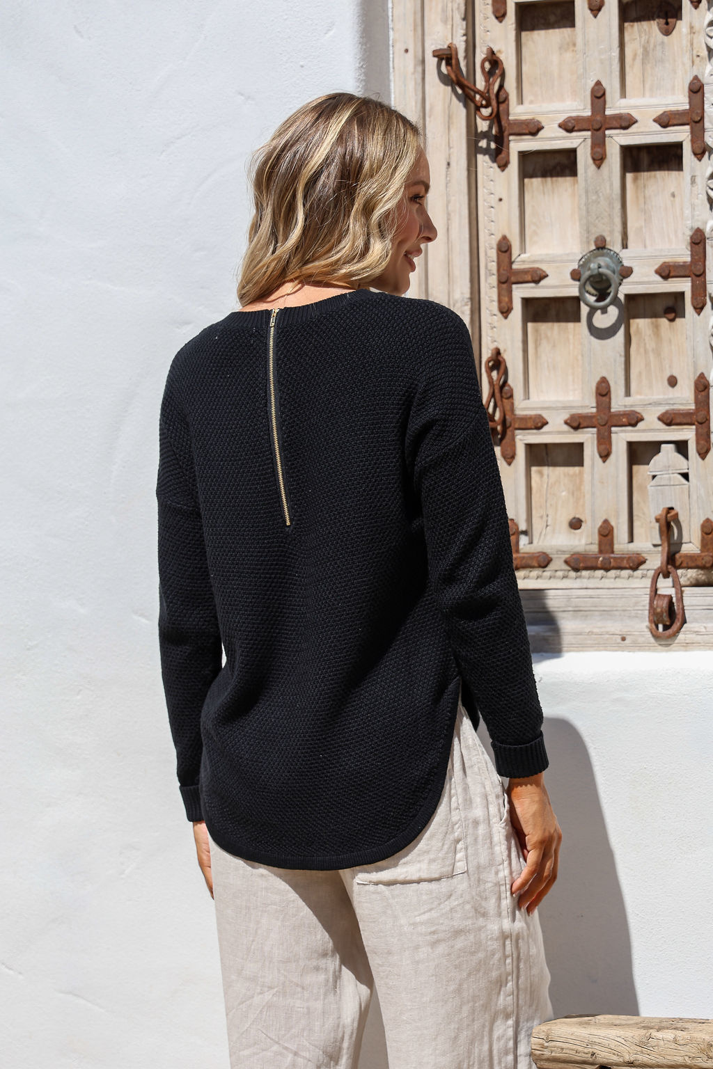 Silence & Noise I'm famous cotton zip back jumper