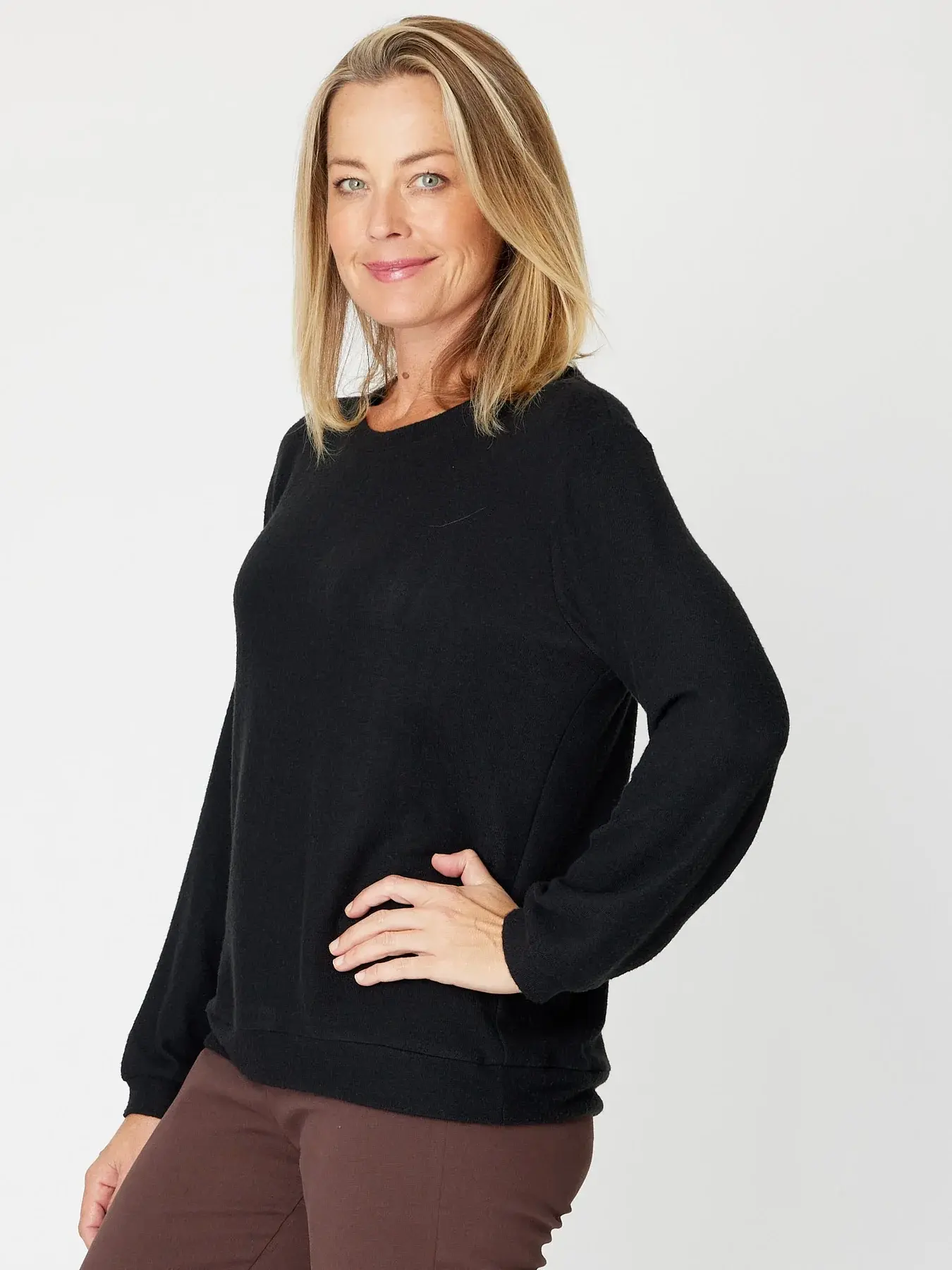 Luna Sky Soft Knit Top - Black