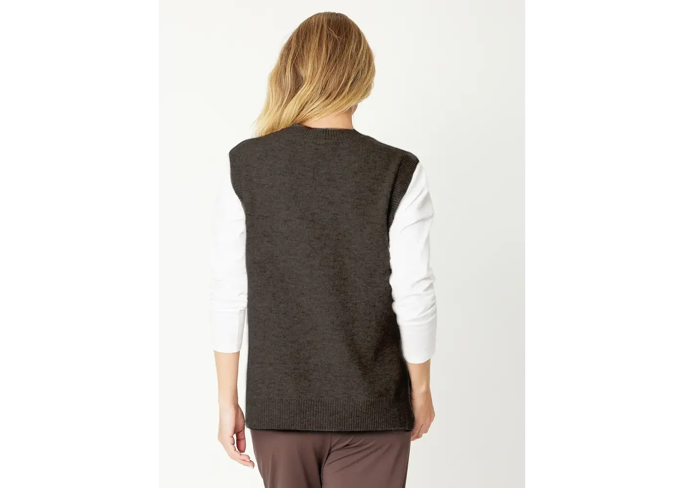 Luna Sky Tabard Recycled Yarn Vest - Chocolate