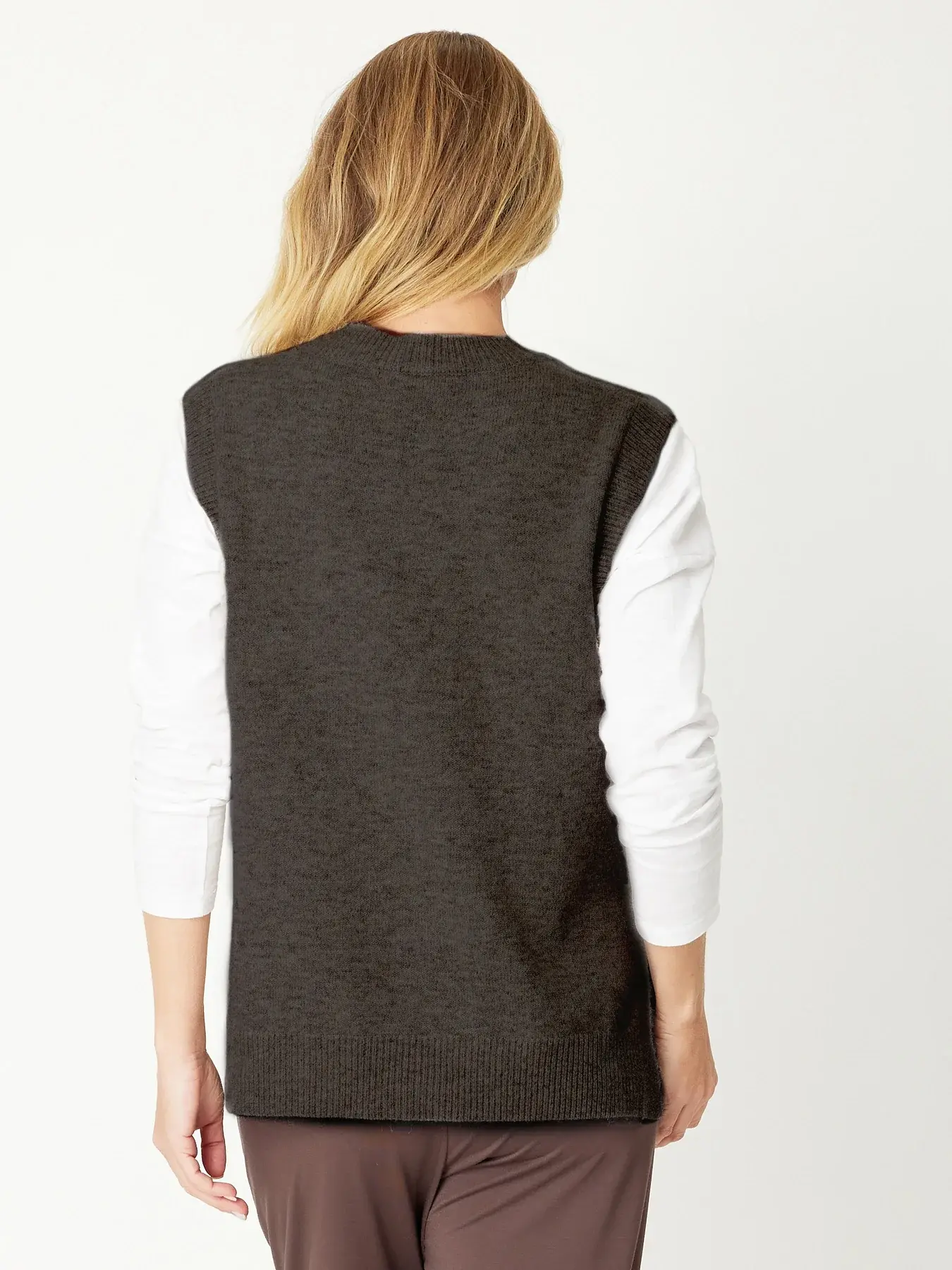 Luna Sky Tabard Recycled Yarn Vest - Chocolate