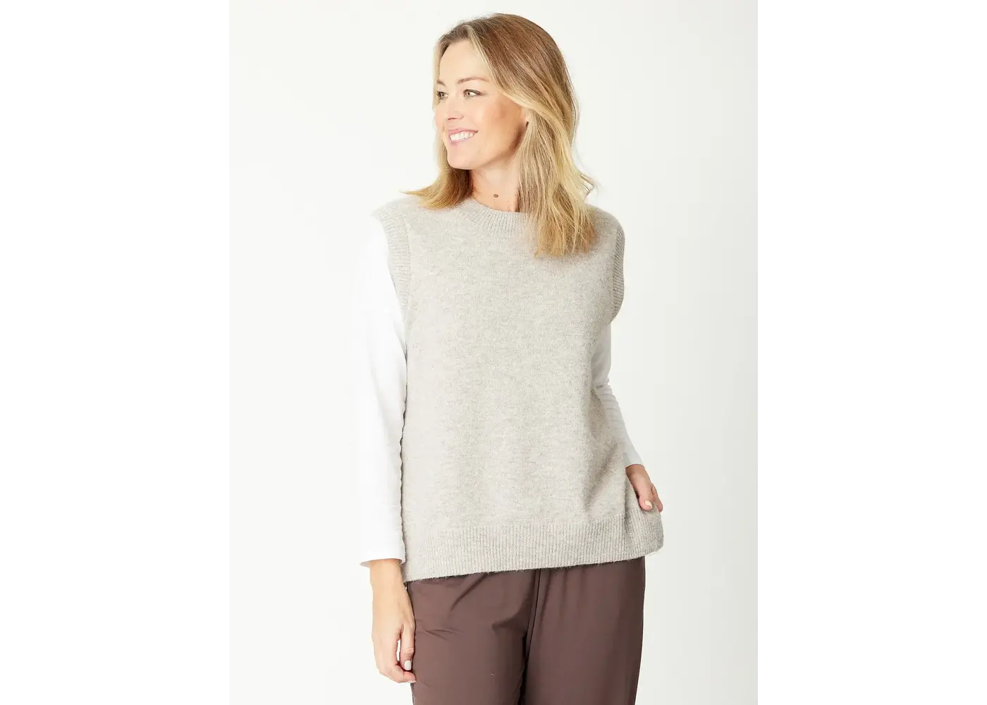 Luna Sky Tabard Recycled Yarn Vest - Oatmeal