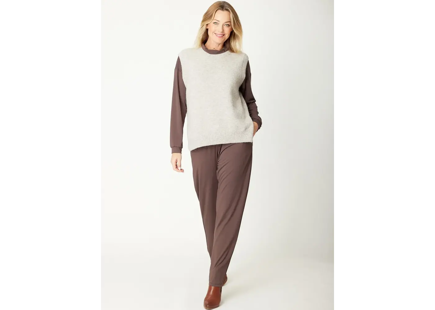 Luna Sky Tabard Recycled Yarn Vest - Oatmeal