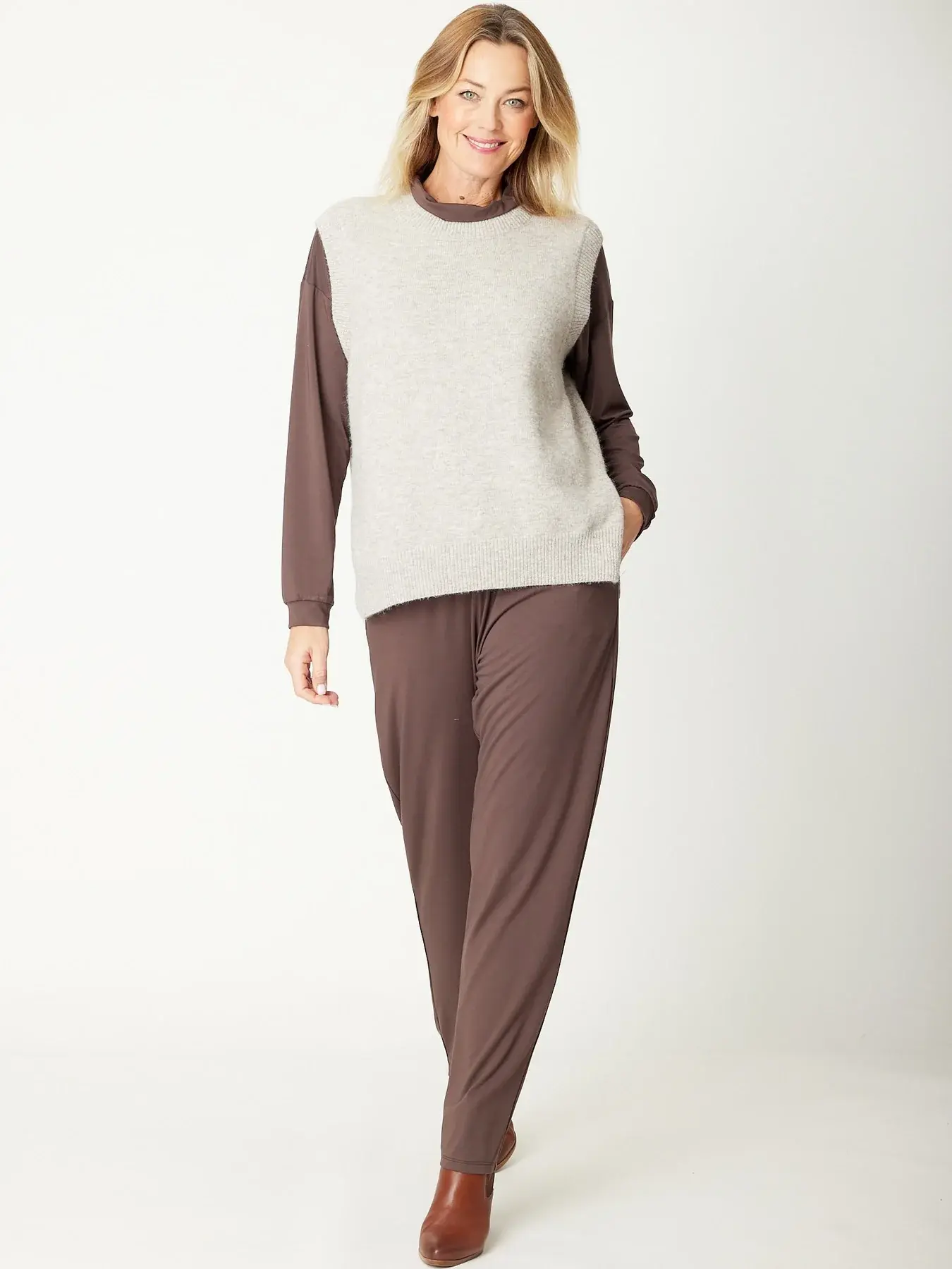 Luna Sky Tabard Recycled Yarn Vest - Oatmeal
