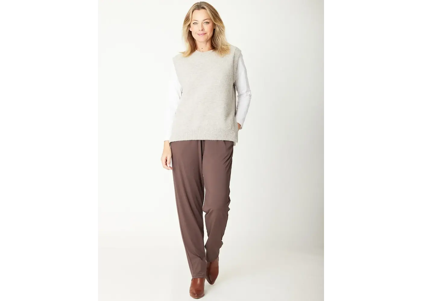 Luna Sky Tabard Recycled Yarn Vest - Oatmeal