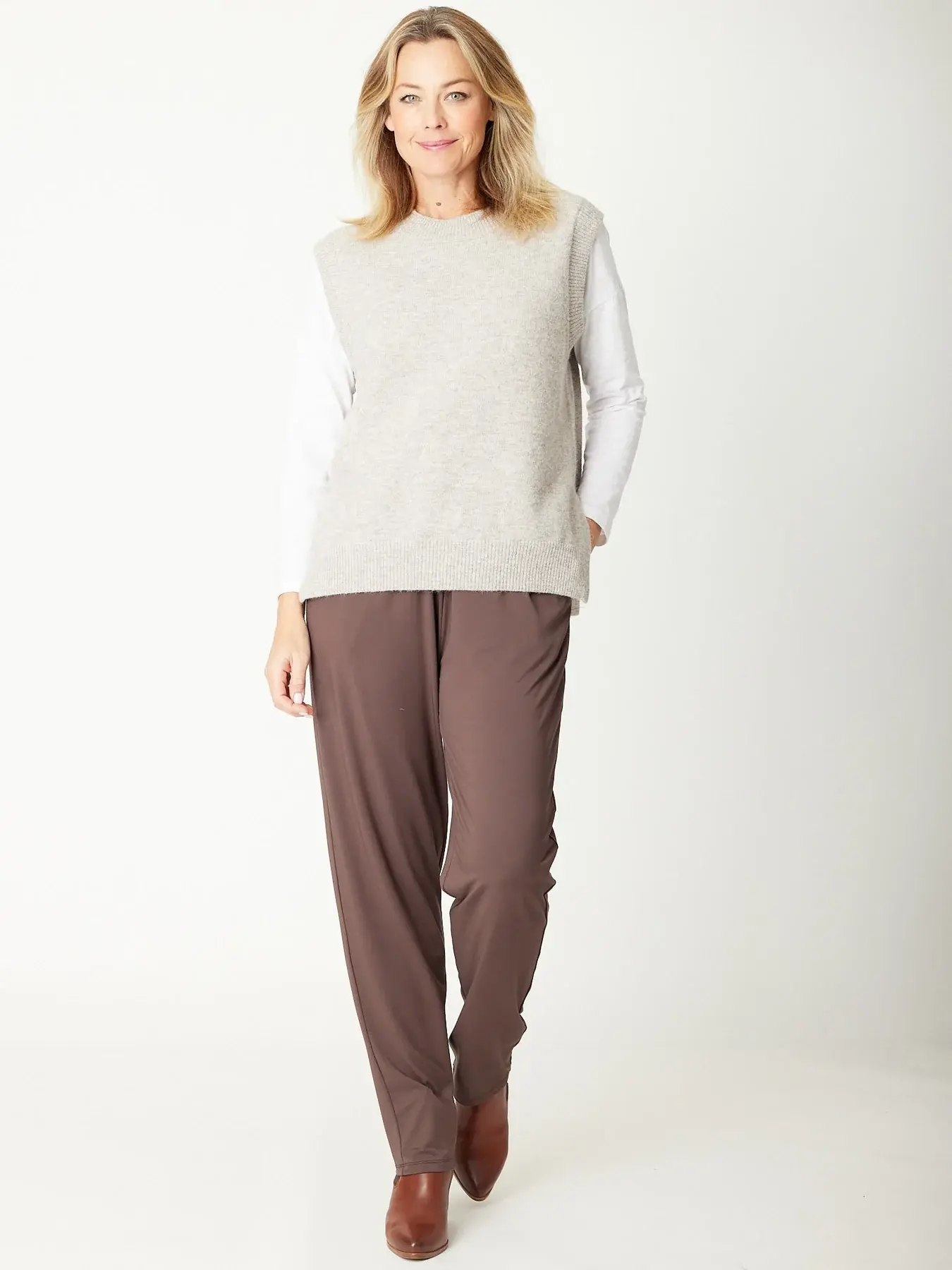 Luna Sky Tabard Recycled Yarn Vest - Oatmeal