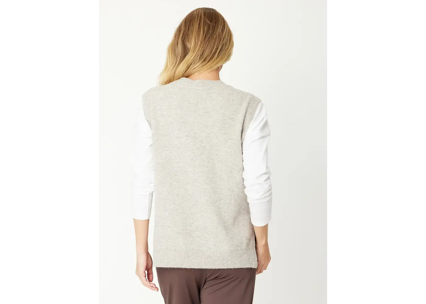 Luna Sky Tabard Recycled Yarn Vest - Oatmeal