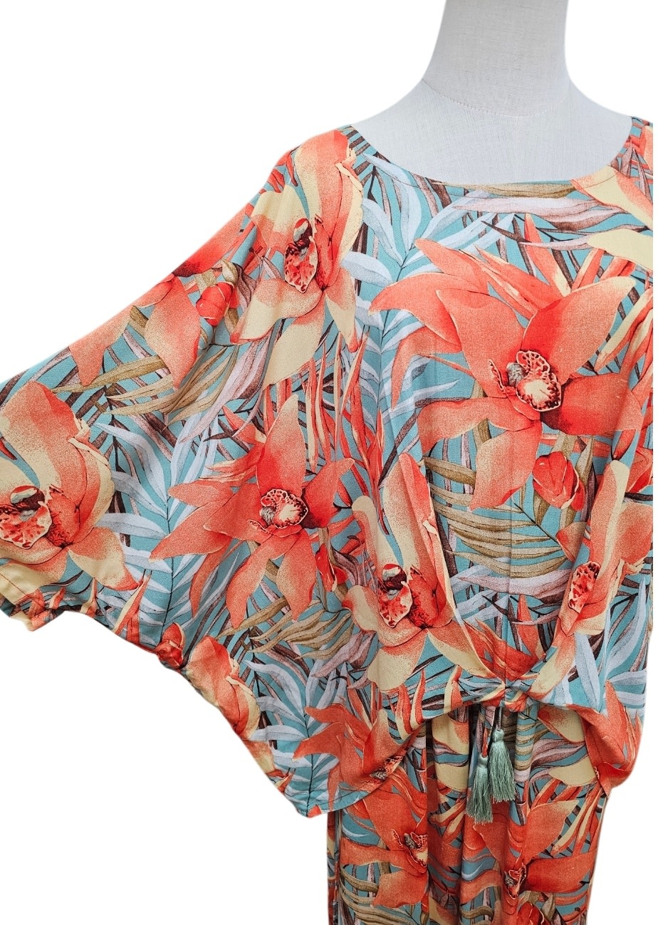 Mango Sunrise Orange Floral Molly Top