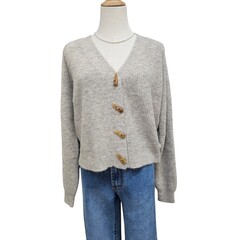 Luna Sky Recycled Soft Yarn Cardigan - Oatmeal Size XL 16-18