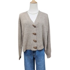Luna Sky Recycled Soft Yarn Cardigan - Chocolate - Large 14-16