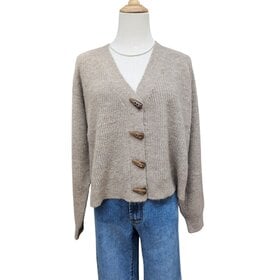 Luna Sky Recycled Soft Yarn Cardigan - Chocolate