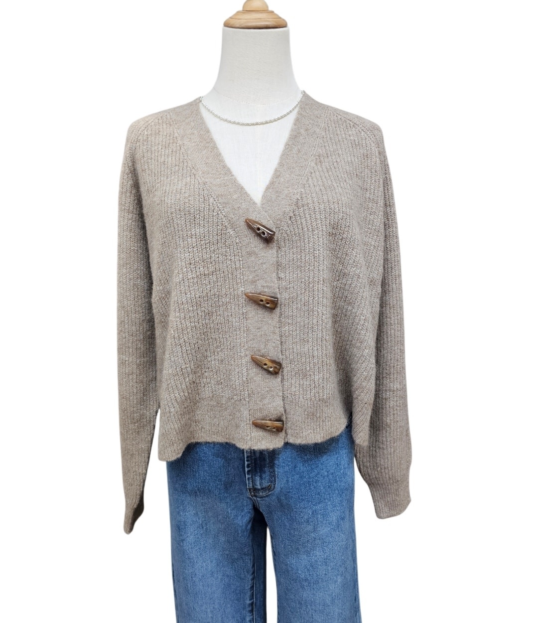 Luna Sky Recycled Soft Yarn Cardigan - Chocolate