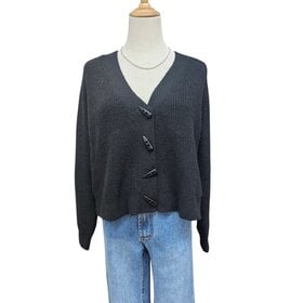 Luna Sky Recycled Soft Yarn Cardigan - Black