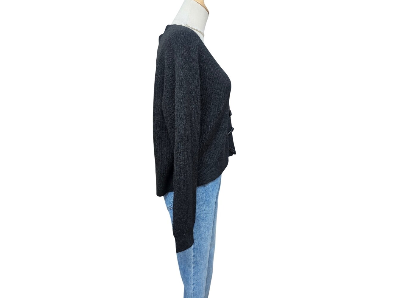 Luna Sky Recycled Soft Yarn Cardigan - Black