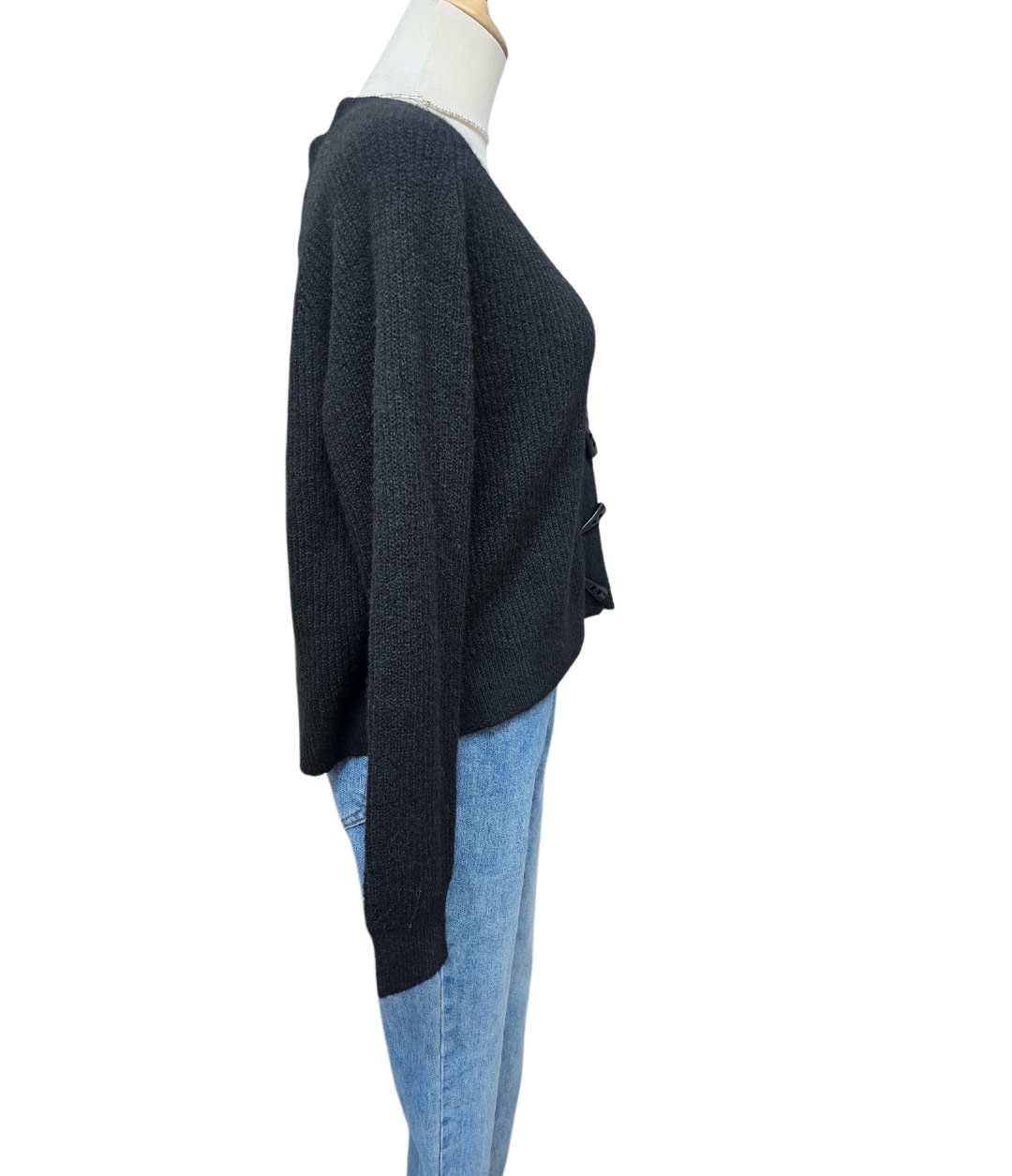 Luna Sky Recycled Soft Yarn Cardigan - Black