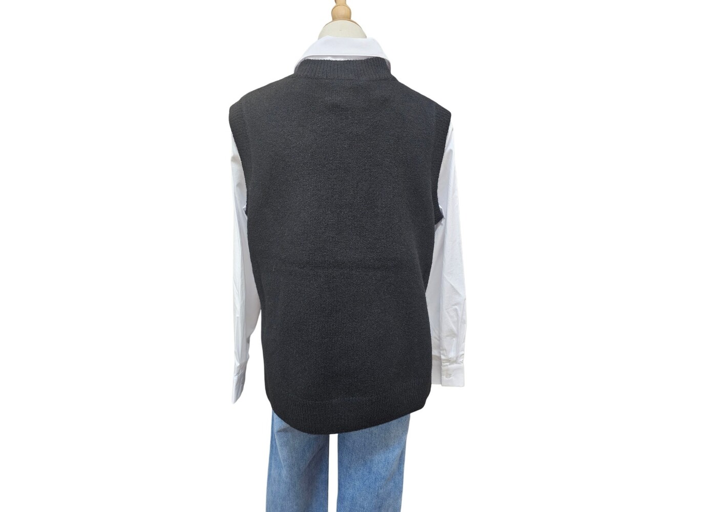 Luna Sky Tabard Recycled Yarn Vest - Black