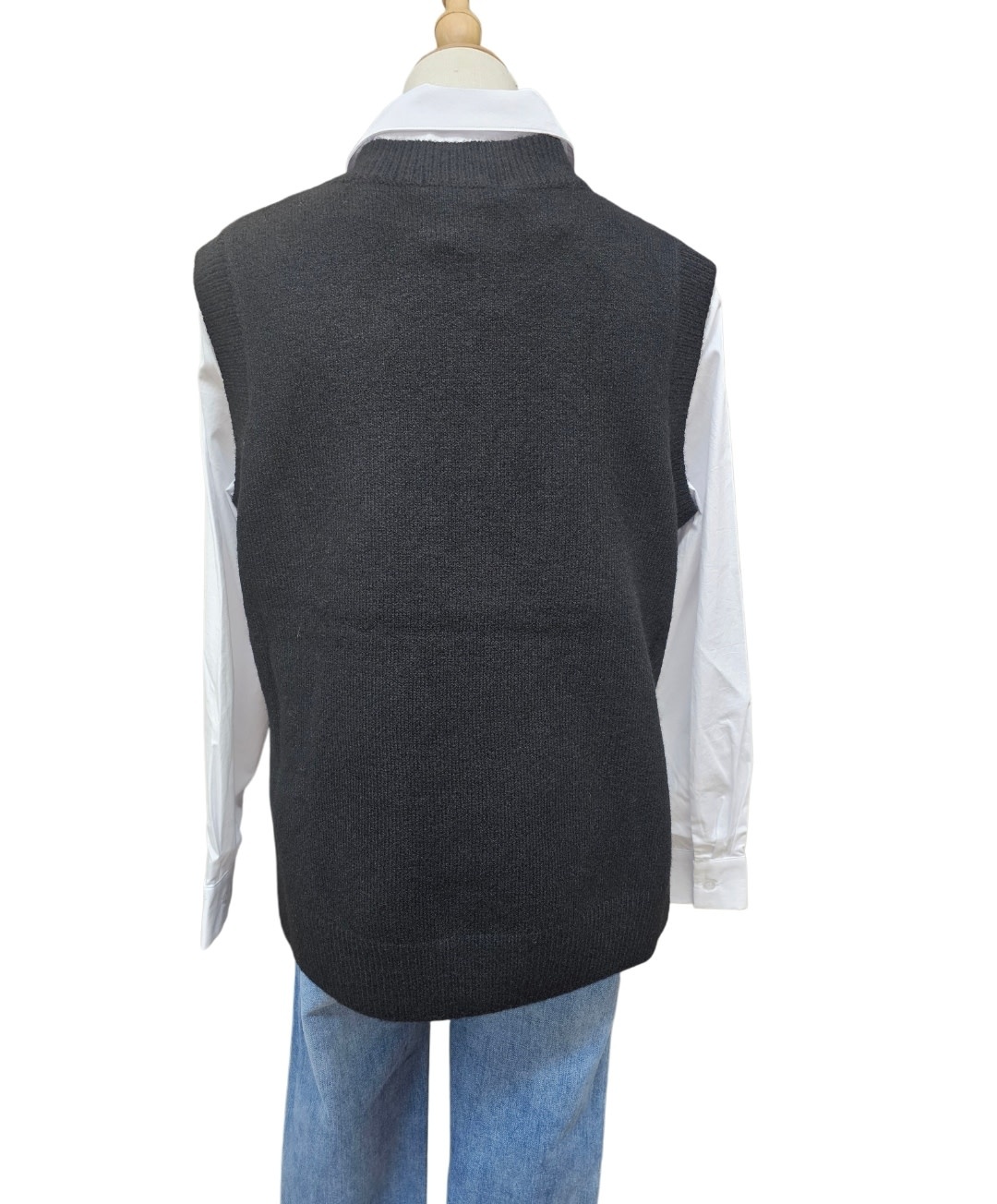 Luna Sky Tabard Recycled Yarn Vest - Black