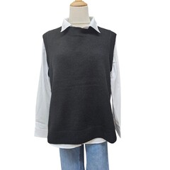 Luna Sky Tabard Recycled Yarn Vest - Black