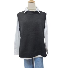 Luna Sky Tabard Recycled Yarn Vest - Black
