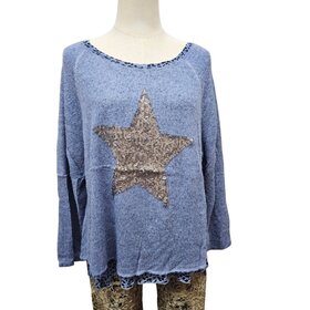 Vera May Italian Star Detail Top - Denim- S/M 12-14