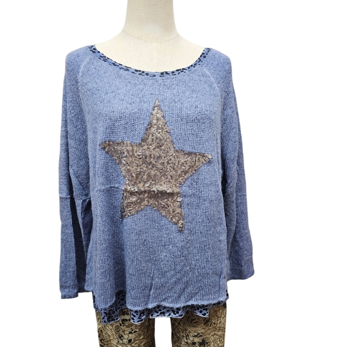 Vera May Italian Star Detail Top - Denim