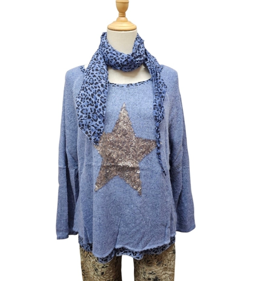 Vera May Italian Star Detail Top - Denim