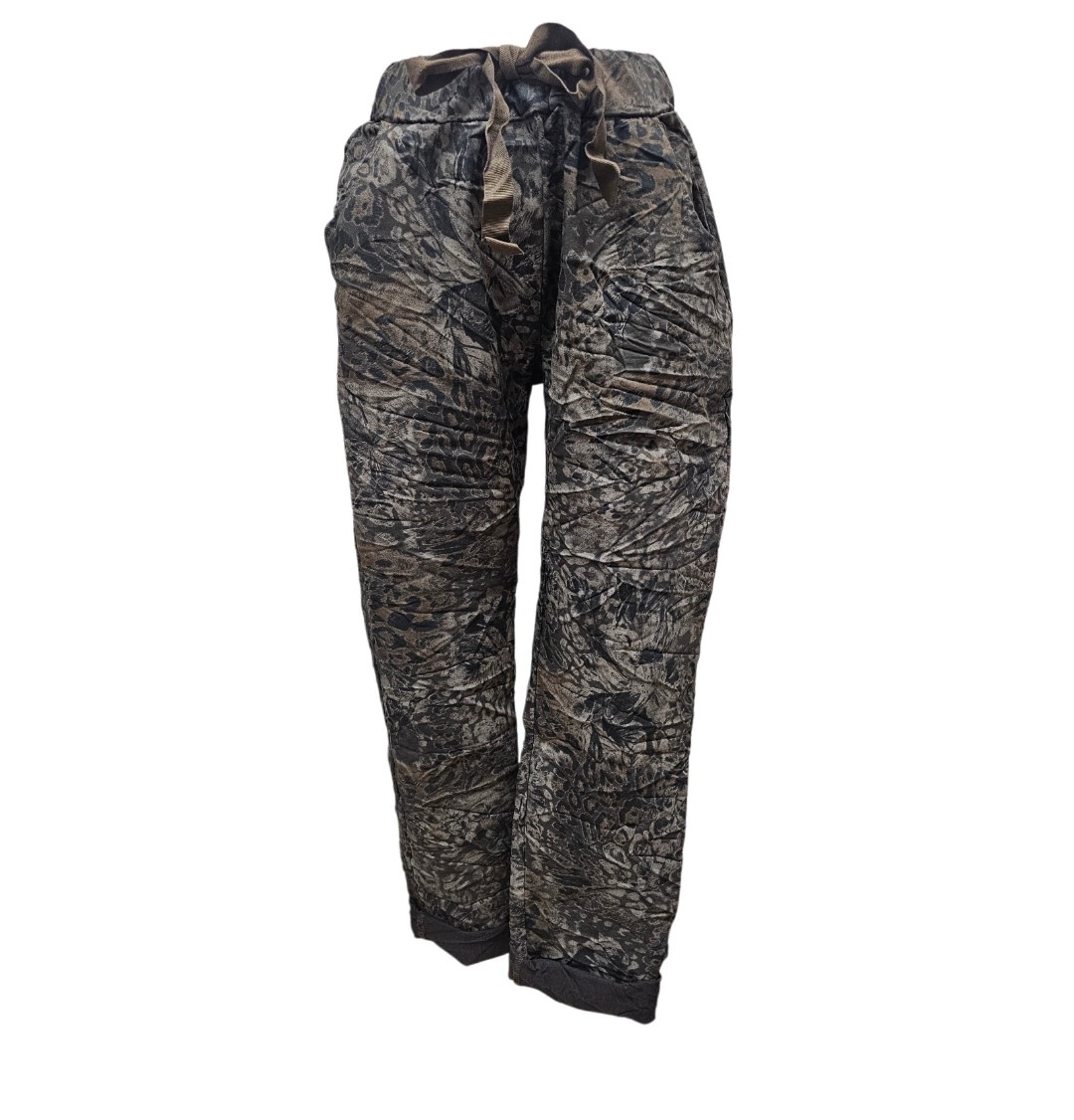 Vera May Leopard Italian Pants -Chocolate