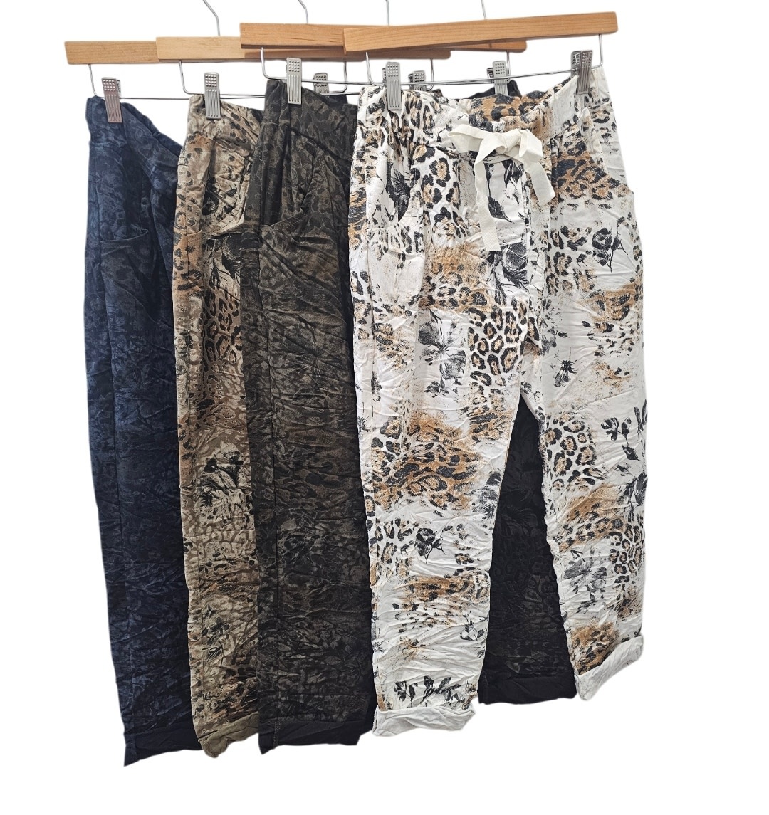 Vera May Leopard Italian Pants - White