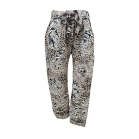 Vera May Leopard Italian Pants - Fango