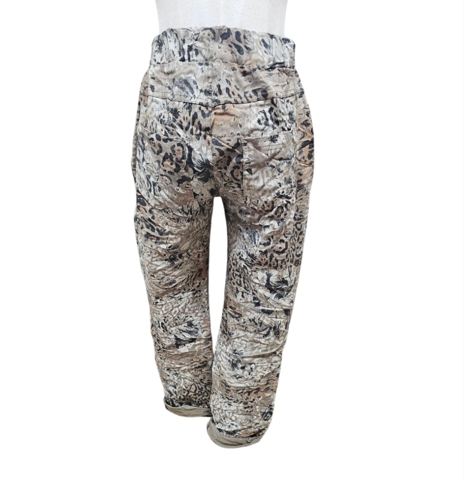Vera May Leopard Italian Pants - Fango