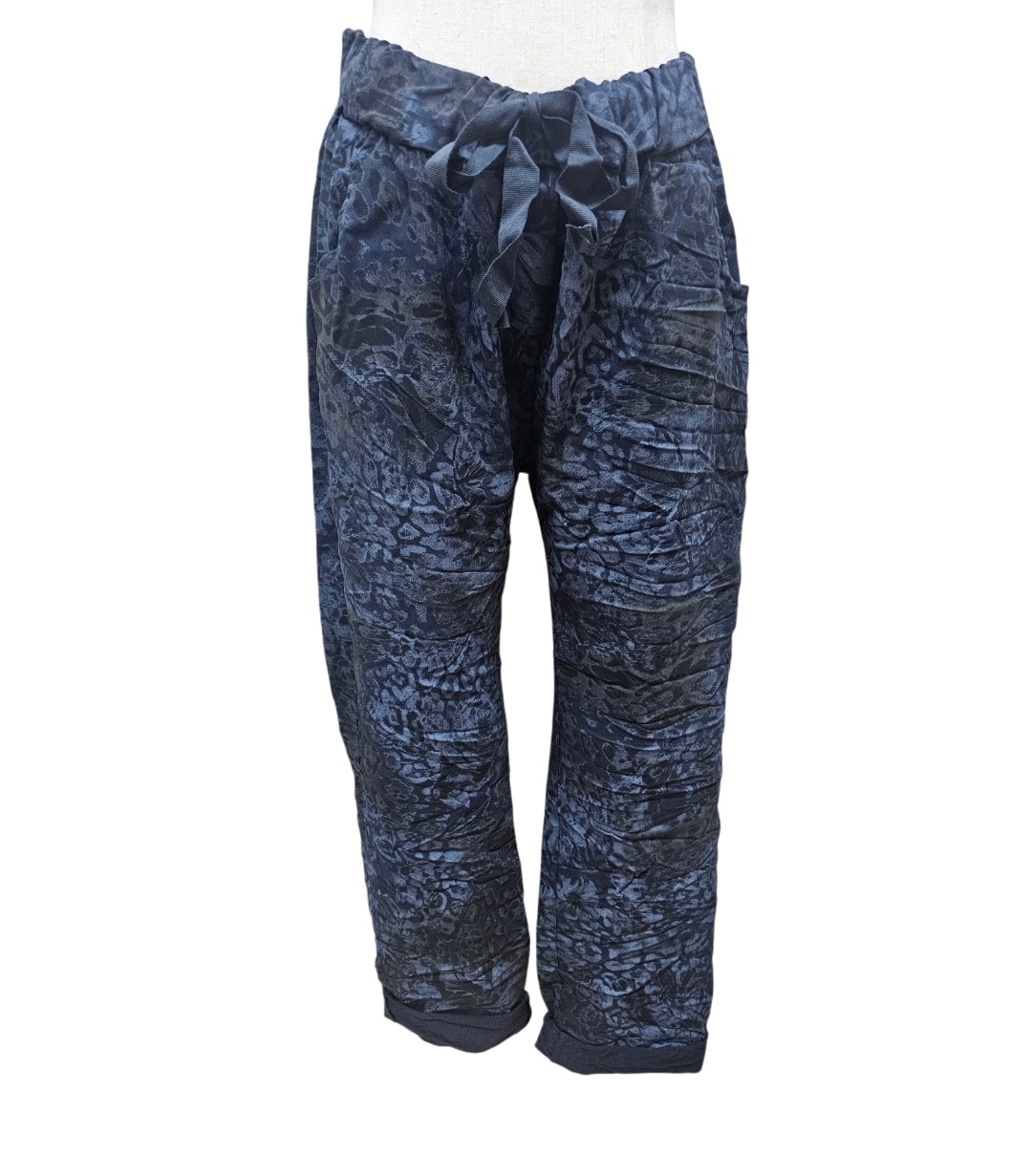 Vera May Leopard Italian Pants - Navy