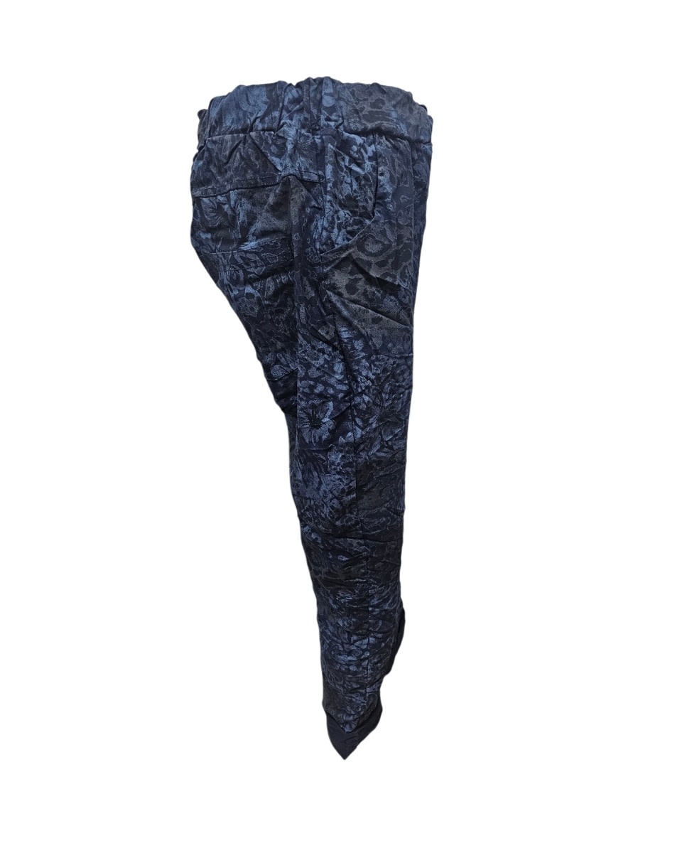 Vera May Leopard Italian Pants - Navy