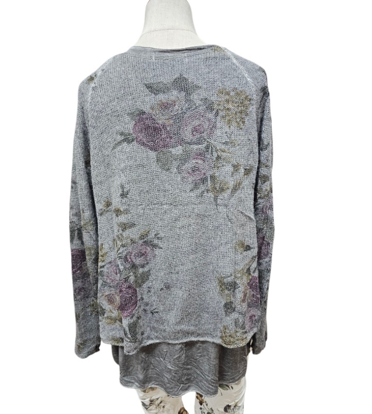 Vera May Floral 2 in 1 Top - Grey