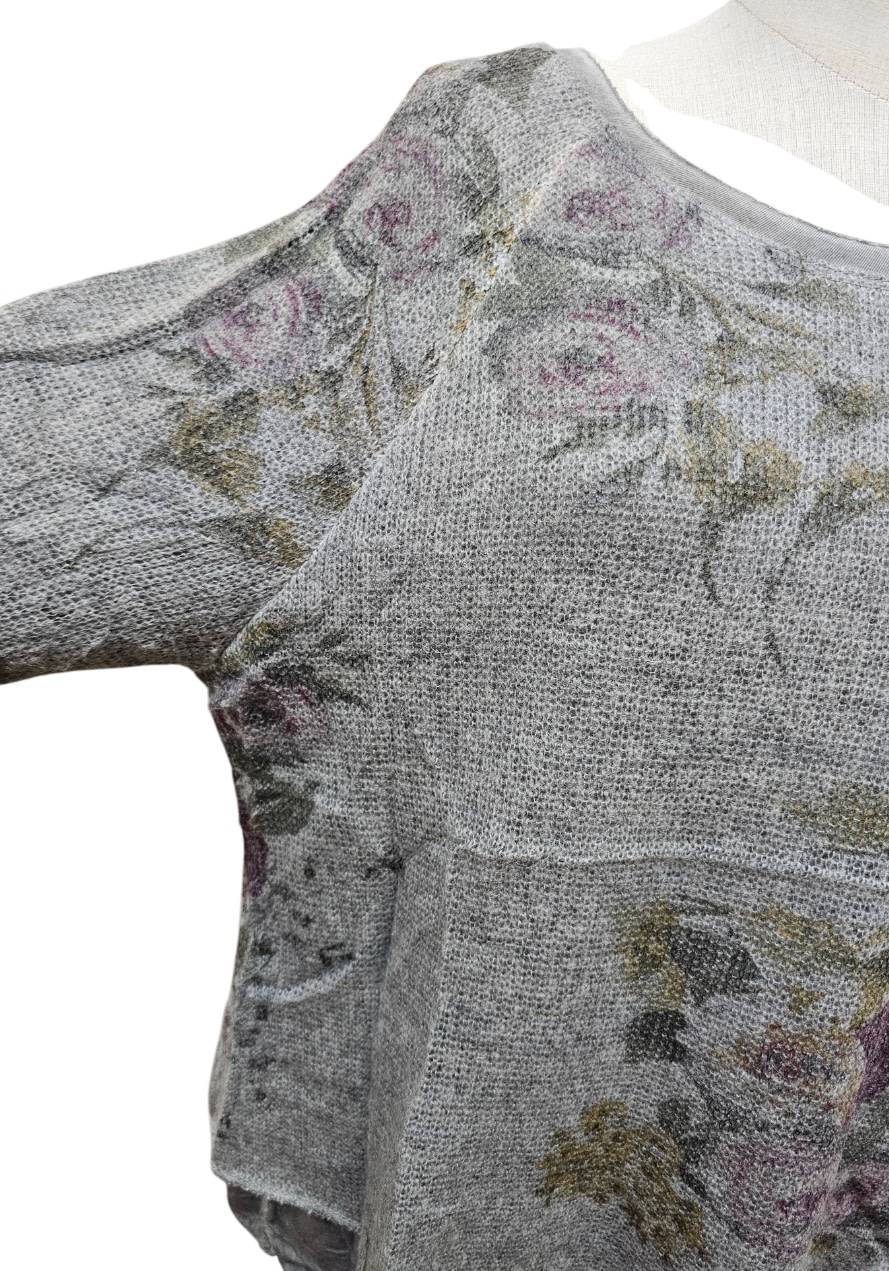 Vera May Floral 2 in 1 Top - Grey