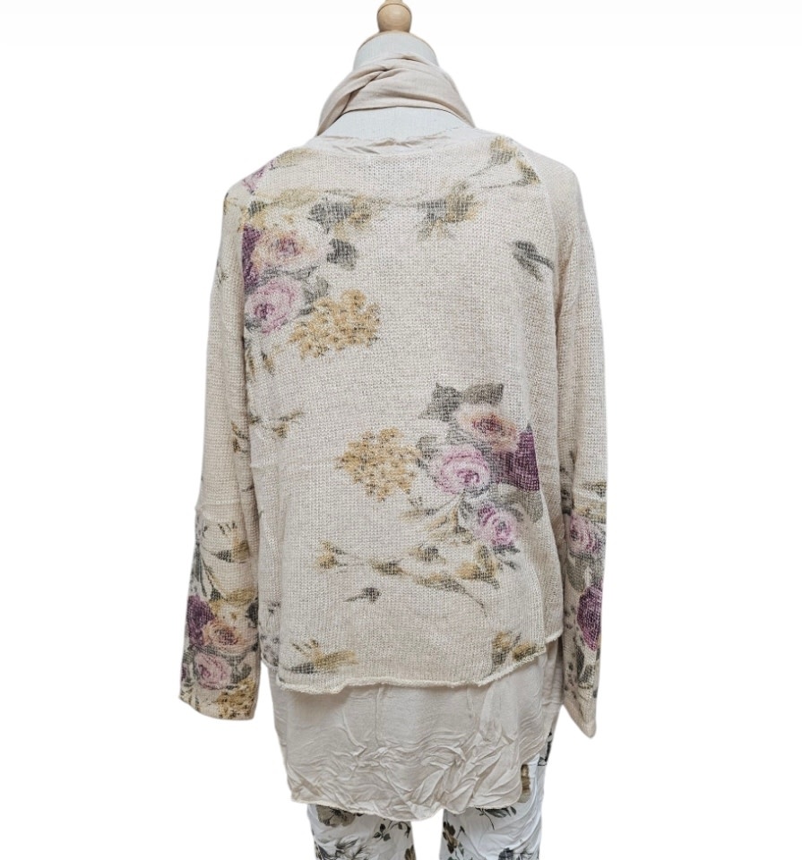 Vera May Floral 2 in 1 Top - Beige