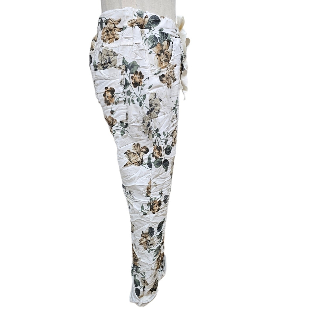 Vera May Floral Italian Pants - White