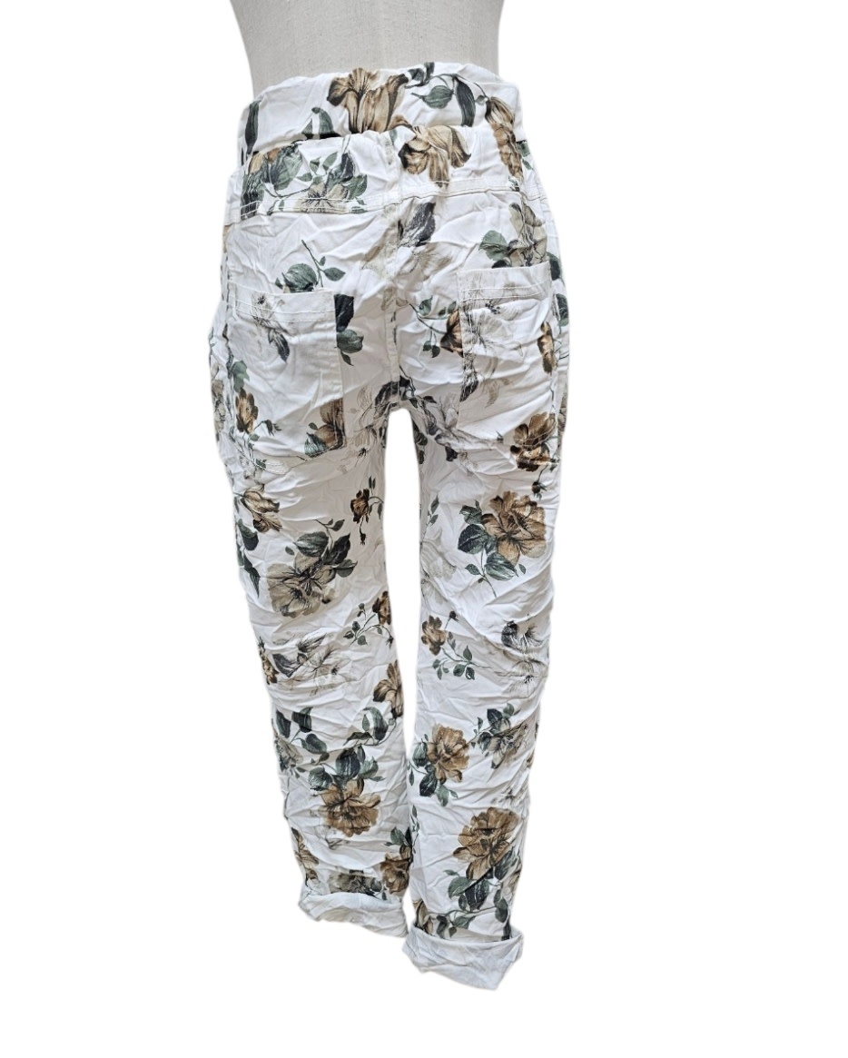 Vera May Floral Italian Pants - White